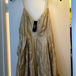 Lulus gold sparkle dress with tags